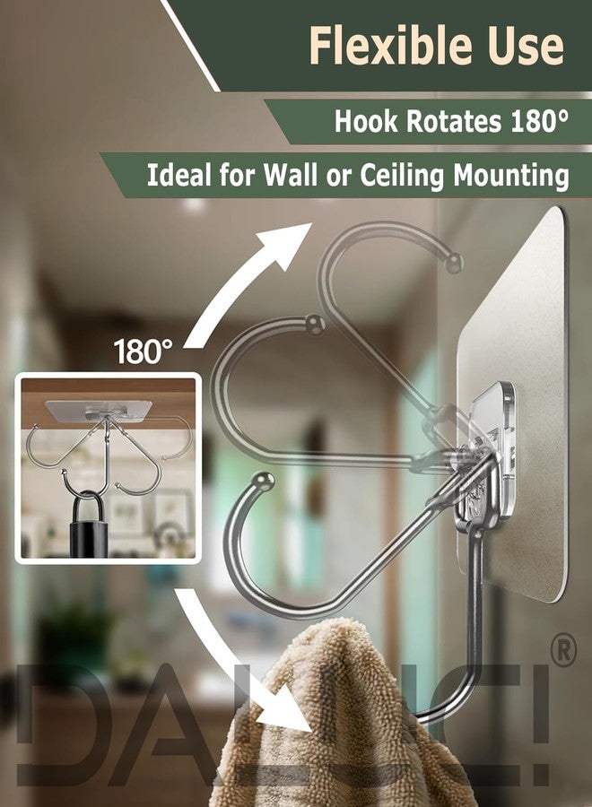دالوتشي خطافات دالوتشي كبيرة الحجم ذاتية اللصق، خطافات جدارية شفافة للتعليق - خطاف تعليق جداري شديد التحمل للحمام والمطبخ والمنزل والمكتب والمناشف والأواني - خطافات للأشياء الثقيلة على الحائط (خطاف كبير، 10) - Image 4